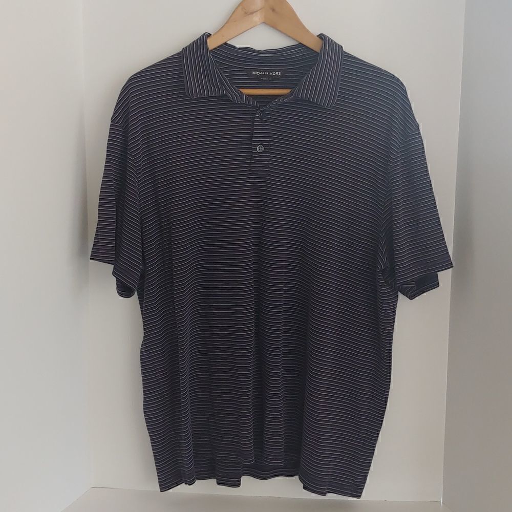 Michael Kors Men's Short Sleeve Polo Shirt Purple Striped Size XXL